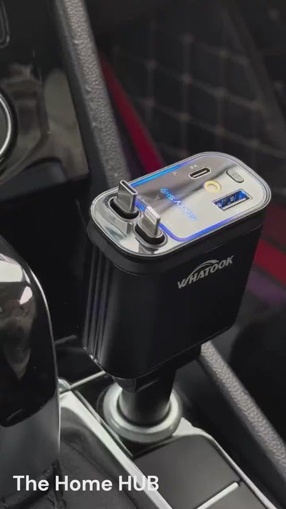 Încărcător Auto Retractabil cu LED Ambiental